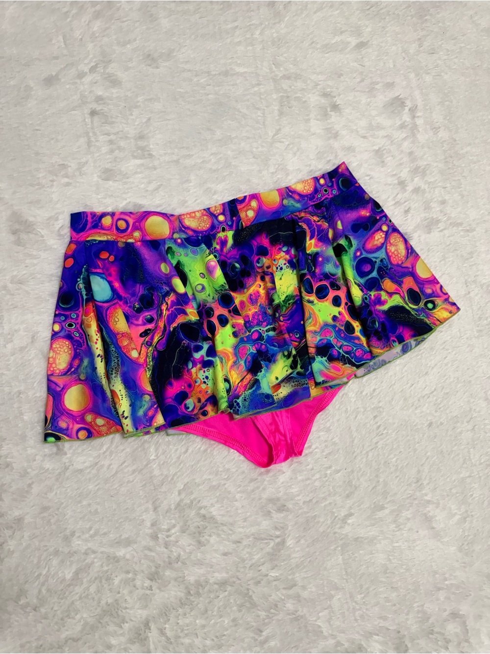 New 3xl neon psychedelic mini skirt skort festival rave raver outfit trippy